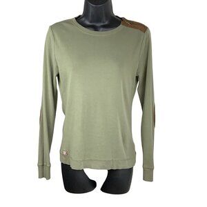 Lauren Ralph Lauren patch elbows  men’s cotton top armygreen long sleeves unisex